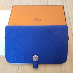Hermes Duo Dogon Blue Electric Color Wallet